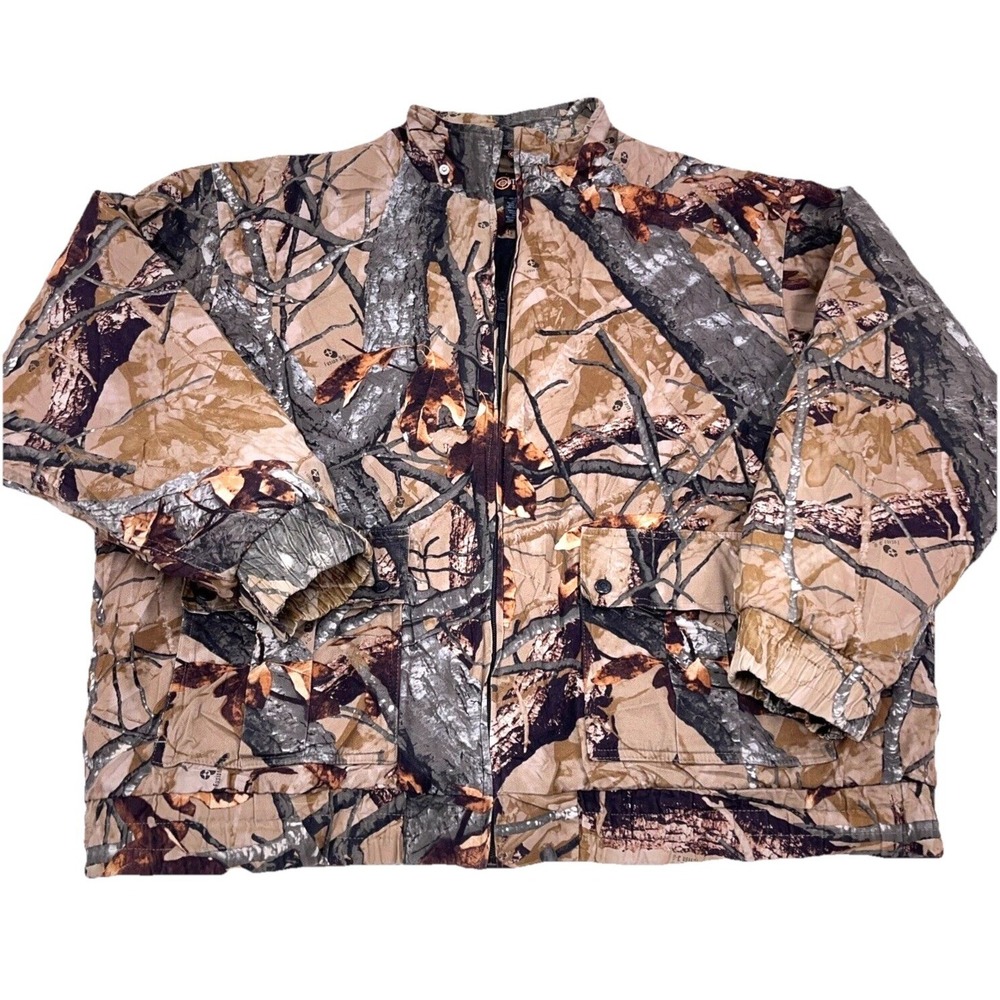 Vintage Fusion 3D Camo Jacket Men XXL 2XL Brown Bomber Insulated Hunting Y2K